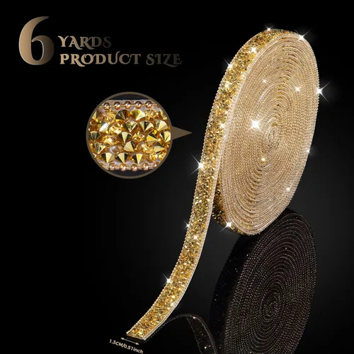 Vista 2 de Calcomanías de diamantes de imitación brillantes de 6 yardas, diamantes de imitación para manualidades, calcomanías autoadhesivas para el automóvil