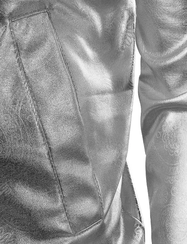 Vista 5 de ZEROYAA Chamarra estilo hipster con cremallera para hombre, diseño metálico brillante