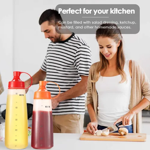 Vista 6 de Botella de boca ancha para condimentos, 1 paquete de 6.1 fl oz botellas vacías reutilizables para miel, masa, catsup, cebolla, resina, hornear