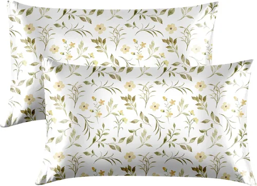 Vista 47 de EXQ Home - Funda de almohada de satén para cuidar el cabello y la piel, tamaño estándar, de seda con estampado negro, juego de 2 fundas con cierre