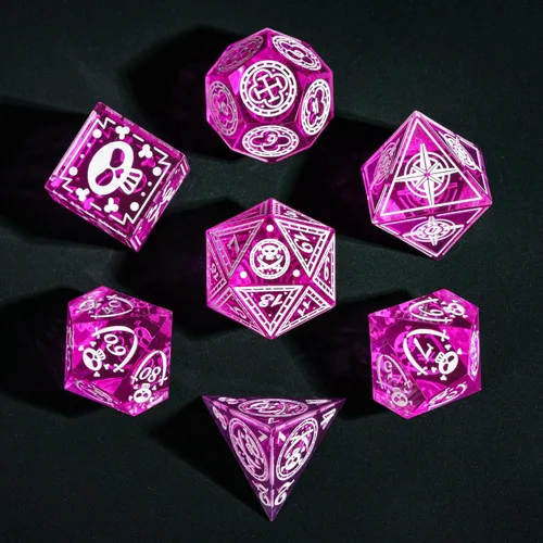 Vista 13 de Cusdie Juego de dados DND de bordes afilados de 7 piezas, lindas calcomanías de gato negro en el interior, perfecto para juegos de rol de mesa