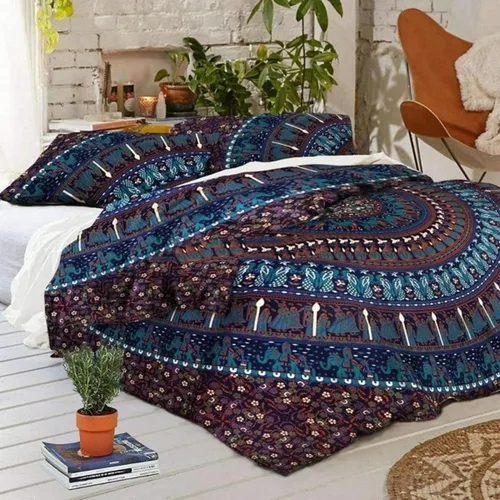 Bohemian Indian Mandala Duvet Cover Queen/Twin Size, Cotton Throw Quilt/Comforter Cover, Boho Bedding Bedspread Coverlet with pilowcovers (Twin Size