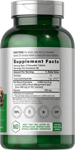 Vista 2 de Horbäach DGL - Tabletas masticables de regaliz 180 unidades Vegetarianas y sin OMG Extracto de raíz de regaliz desglicirricinado