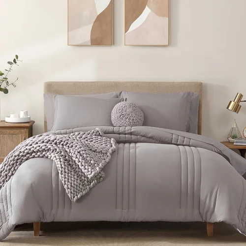 Vista 44 de Monbix Juego de ropa de cama tamaño Twin XL - Juego de 5 piezas extra largo para dormitorio, diseño acolchado, cama en una bolsa Twin XL