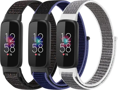 Vista 13 de Correas de nailon compatibles con correas Fitbit Luxe, correas deportivas de tela transpirable ajustable Solo Loop, pulsera de repuesto suave
