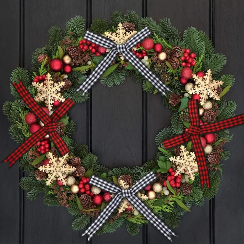 Vista 4 de Boao 2 rollos de cinta de cuadros de búfalo de Navidad de 1 pulgada, 30 yardas, cinta de envoltura a cuadros rojos, blancos y negros, borde