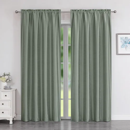 Vista 126 de Chyhomenyc Uptown - Cortinas negras de 24 pulgadas de largo, 2 paneles, cortinas cortas de seda sintética para oscurecer la habitación, cortinas