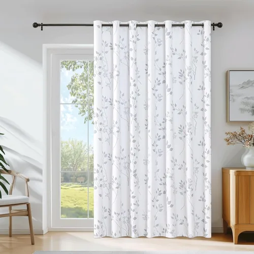 Vista 31 de Beauoop Cortinas Florales 100% Opacas de 54 Pulgadas de Largo, 2 Paneles para Dormitorio, Sala de Estar, Azul Gris y Blanco con Patrón de Flores