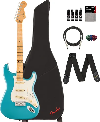 Vista 24 de Fender Player II Modified Stratocaster - Paquete de atardecer con bolsa de concierto, correa, cable, paquete de 3 púas y kit de limpieza de guitarra