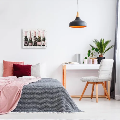 Vista 4 de Stupell Industries Chic - Placa de pared moderna con diseño de botellas de rosas rosadas, diseño de Amanda Greenwood, 10 x 15 pulgadas