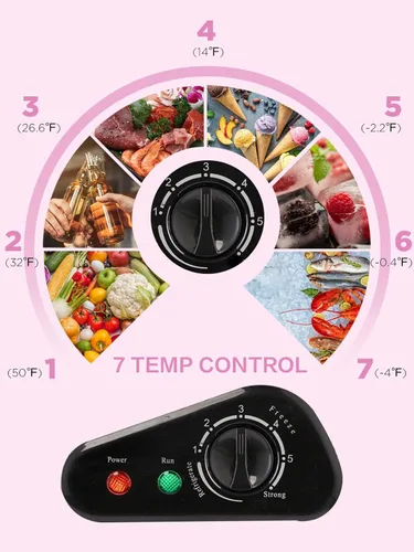 Vista 4 de KRIB BLING Termostato ajustable para congelador con cesta de almacenamiento extraíble para casa, cocina, garaje, sótano, 3.5 pies cúbicos