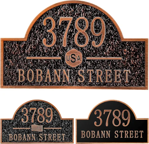 Vista 27 de Letrero de dirección fundido personalizado con número de casa, placa de dirección de casa de 12 pulgadas, letrero de número de Steet House