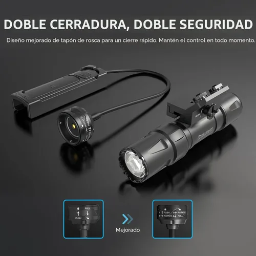 Vista 6 de OLIGHT Odin S 1500 lúmenes MLOK linterna táctica recargable montada en riel con interruptor de presión remoto mejorado, distancia de lanzamiento