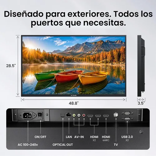 Vista 8 de Televisor de 55 pulgadas para exteriores 4K Google TV, 1500 nits IP55 impermeable, Dolby Vision y Atmos, antirreflejo, Google Assistant Chromecast