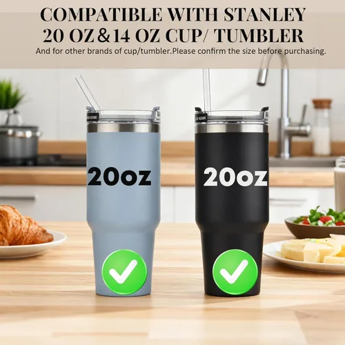 Vista 4 de Paquete de 4 popotes transparentes de repuesto para vaso Stanley de 20 onzas y 14 onzas, pajitas de plástico reutilizables de 8.85 pulgadas