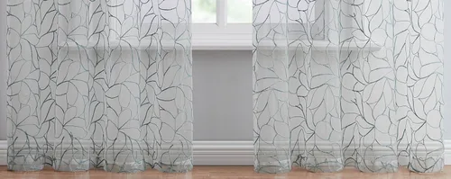 Vista 4 de Warm Home Designs Par de 2 cortinas de longitud corta de 54 pulgadas de ancho x 63 pulgadas de largo, cortinas transparentes bordadas con bordado