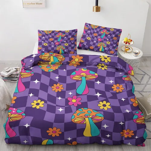 Vista 9 de Retro Disco Ball Duvet Cover Twin Size - Synthwave Neon Grid Bedding Set & Bedroom Decor, 2 Piece, Soft Microfiber Reversible Comforter Cover & 1