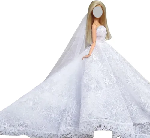 Vista 6 de Ropa de muñeca de novia, vestido de novia para niña de 11.5 pulgadas, vestido de princesa de fiesta, accesorios de muñecas de 1/6 (estilo A)