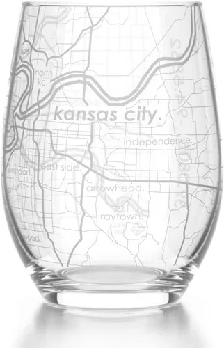 Vista 50 de Well Told Copa de vino sin tallo grabada con mapa de Houston, Texas, vidrio grabado (4 dl, transparente) Regalos personalizados de la ciudad