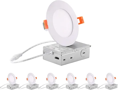 ZYC Iluminación empotrable de 4 pulgadas - Paquete de 6, 9 W, 800 LM de alta luminosidad, 5 CCT seleccionable 2700 K/3000 K/3500 K/4000 K/5000 K,