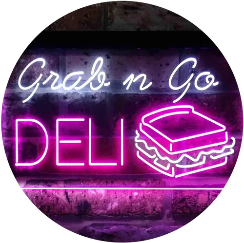 Vista 9 de ADVPRO Grab n Go Deli Café - Letrero de neón LED de doble color, azul y rojo, 24 x 16 pulgadas st6s64-i3835-br
