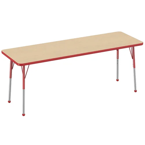Vista 13 de FDP - Mesa rectangular para actividades escolares y de oficina (24 x 36 pulgadas), patas estándar con deslizadores giratorios, altura ajustable