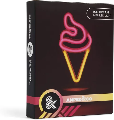 Vista 6 de Amped & Co Lámpara de escritorio de helado, colección mini LED neón, decoración de habitación Night Lite, funciona con pilas, 8 pulgadas, letreros