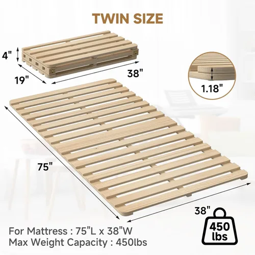 Vista 2 de LILYPELLE Marco de cama de suelo, marco de cama plegable de tatami, placa de cama transpirable a prueba de humedad, cama japonesa de suelo, marco