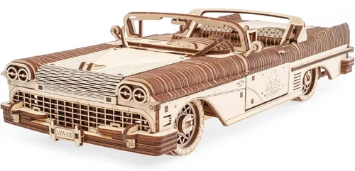 UGEARS Dream Cabriolet VM-05 Rompecabezas 3D de madera para adultos – Rompecabezas de madera 3D para adultos – Kit de coche modelo mecánico – Arte