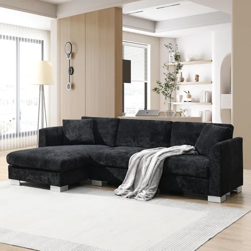 Vista 13 de JIVOIT Sofá modular modular de 93.7 pulgadas con otomana móvil, moderno en forma de U, sofá cama en forma de L con reposabrazos de almacenamiento