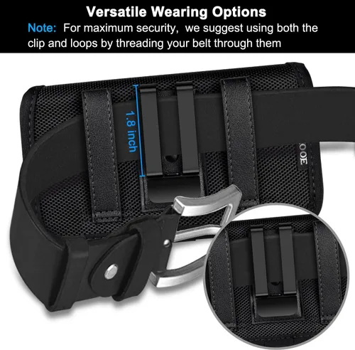 Vista 4 de ykooe Funda de nailon resistente compatible con iPhone 17, 16, 15, 14, 13, 12 y modelos Pro, Galaxy S25, S24, S23, S22, S21, soporte para cinturón