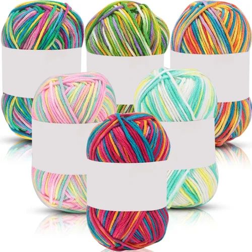 Vista 12 de Hilo de ganchillo de algodón multicolor, 6 unidades, 1.76 onzas