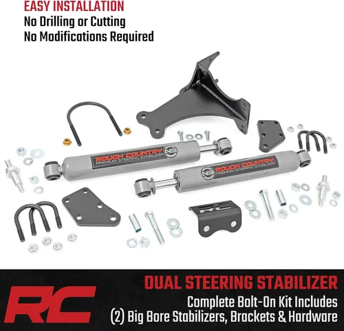 Vista 3 de Estabilizador de dirección dual Rough Country N3 para Ford Super Duty 2005-24 - 8749130