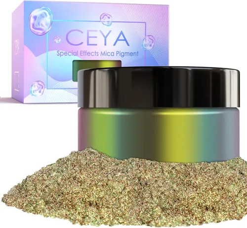 Vista 22 de Ceya Polvo de mica camaleón, 1.8 onzas/1.76 oz de polvo cromado Midnight Dream Chrome, pigmento de cambio de color con efecto nacarado de grado