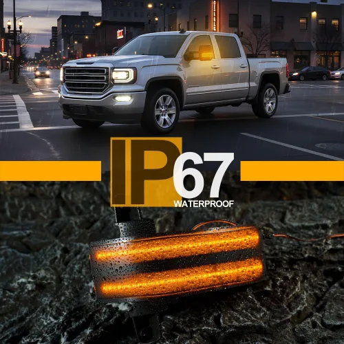 Vista 9 de NJSBYL Lámpara Marcadora LED de Espejo Lateral Para Chevy Silverado GMC Sierra 1500 2500HD 3500HD 2016 2017 2018 2019 Lente Ahumado LED Ámbar Kits