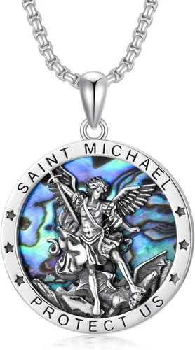 Seiyang Collar de plata de ley 925 con amuleto de patrón, joyería para hombres y mujeres (con caja de regalo)
