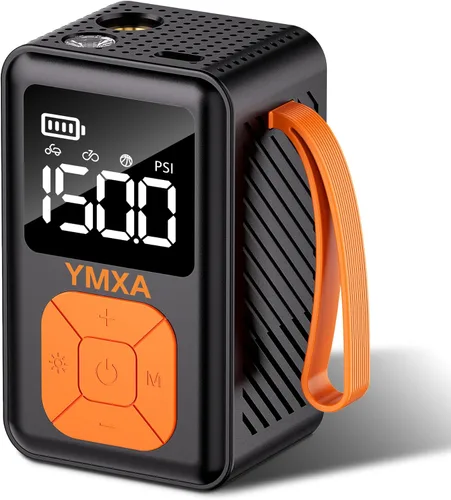 150 PSI Mini Bike Pump – Auto-Stop & Digital Gauge, Air Pump for Bike Tires for Road Bike, Mountain Bike, Sports Balls – Portable High-Pressure