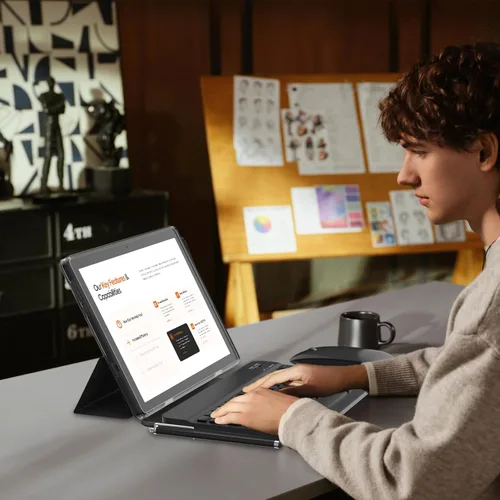 Vista 5 de Tableta Android 14 Tabletas 2 en 1 de 10 Pulgadas Tableta con Teclado, Ratón, Estuche, Lápiz Capacitivo, 10.1" Tab, 8GB+64GB, Soporte de Expansión