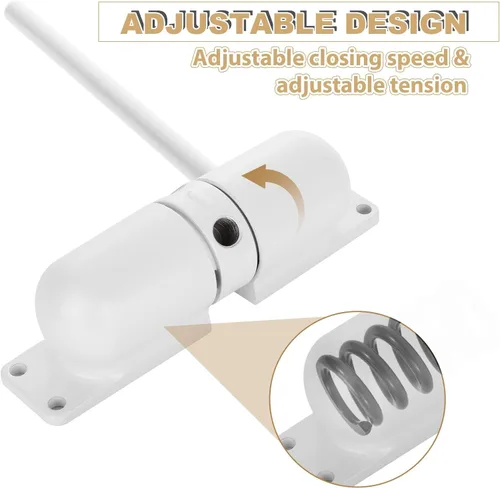Vista 3 de 2 piezas de cierrapuertas automático para el hogar, cierre de puerta automático de aleación de zinc resistente con tensión de resorte, hardware