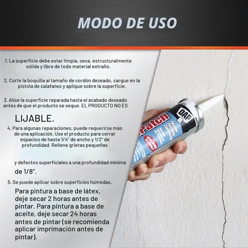 Vista 3 de Compuesto elastomérico para parchar y calafatear DAP 12276, 10.1 onzas, Blanco crudo, 12276