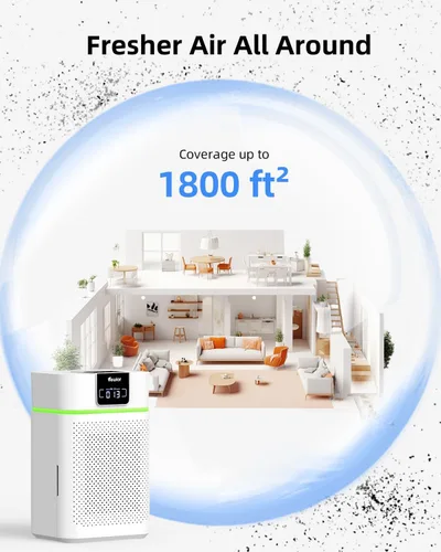 Vista 3 de Air Purifier for Home Large Room, VEWIOR HEPA Air Purifier Bedroom Cover up to 1800ft² with Essential Diffuser, AUTO Mode, Sleep Mode, Timer, Lock