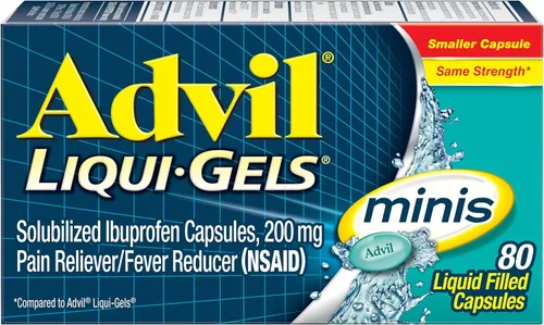 Advil Liqui-Gels Minis - Analgésico y reductor de fiebre, medicina para el dolor para adultos con ibuprofeno 200 mg para aliviar el dolor, 80