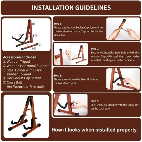 Vista 7 de Neboic Soporte para ukelele, soporte de madera para violín con soporte para arco, soporte de madera para mini guitarras pequeñas, banjo y mandolina