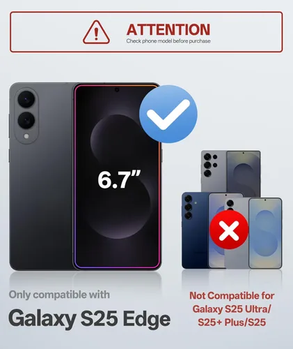 Vista 2 de Funda magnética para Samsung Galaxy S25 Edge con soporte, compatible con MagSafe y borde elevado, carcasa protectora de cuerpo completo resistente a