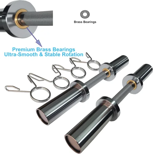 Vista 3 de Olympic Loadable Dumbbell Handle, 16 Inch Steel Barbell with 2 Pairs Collar Clips, 200lb Capacity for Home Gym, Weightlifting, Strength Training and