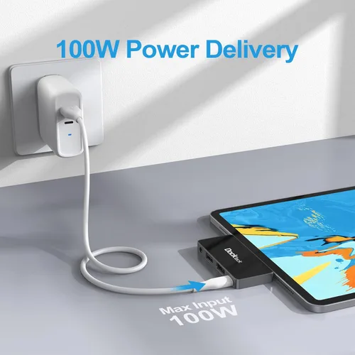 Vista 8 de Adaptador USB C Hub para iPad Pro 2021 2020 2018 11 12.9 / iPad Air 4 10.9 iPad mini6 dockteck 4 en 1 iPad Pro USB-C Hub con entrega de energía
