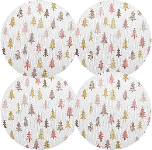 Vista 2 de Christmas Trees White Table Place Mats, Heat Resistant Non Slip Dinner Placemats Round for Kitchen one sizex1