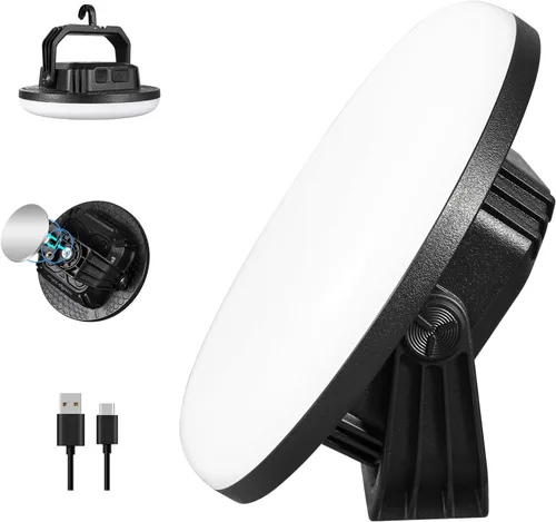 Vista 11 de VAVOFO linterna LED de 30W para acampar recargable, 124 LED con 3 modos de iluminación, 3000LM, luz de tienda portátil de 7200mAh con imán, IP65