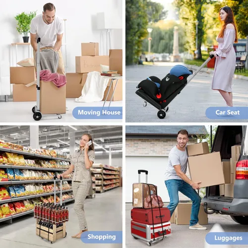 Vista 8 de KEDSUM - Carretilla de equipaje de utilidad de 270 libras con 4 ruedas, carretilla de mano de aluminio 100%, carretilla plegable con ruedas