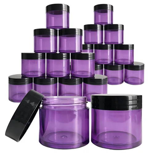Vista 23 de Beauticom 1.06 oz/1.0 fl oz (1 fl. oz.) Tarros de plástico transparente de doble pared a prueba de fugas con tapas superiores planas para cremas